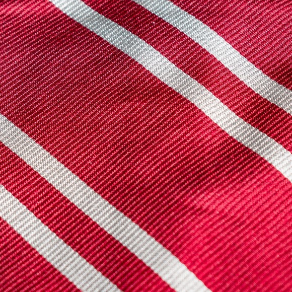 Cremieux Red Grey Double Striped 100% Silk Men's Designer Tie - Picture 4 of 5